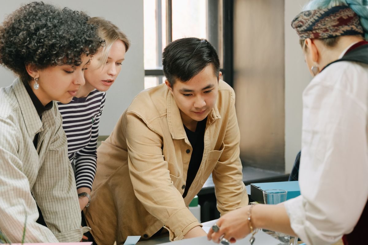 Colleagues working together in an office